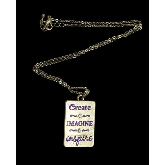 Create Imagine Inspire Gold Tone Necklace With Purple Enamel And Rhinestones - Picture 1 of 5